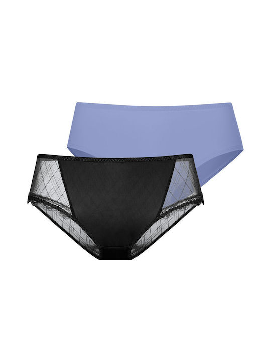 Dorina Γυναικεία Slip 2Pack Μαυρο-γαλαζιο