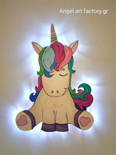 Children's Wooden Wall Light Unicorn Name