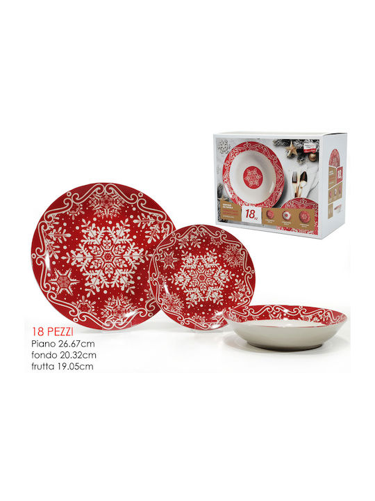 General Trade Set Weihnachtliche Teller Porzellan Rot 18Stück