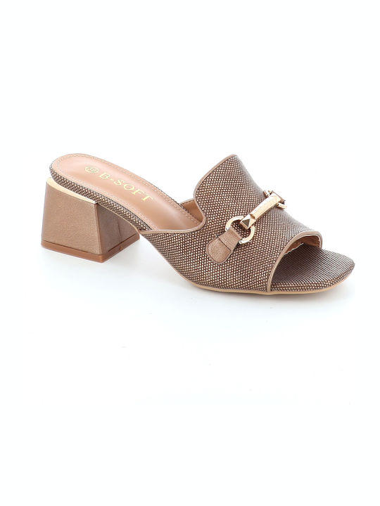 Mules mit Niedrig Absatz Bronze