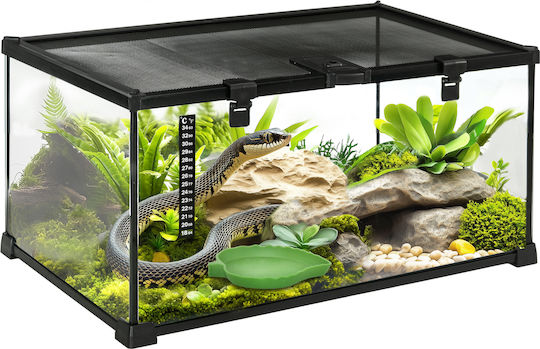Pawhut Ενυδρείο Ερπετών Terrarium Μαύρο 50x30x25cm