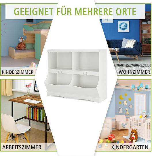 Kids Wooden Bookcase White 105.5x39.5x84cm