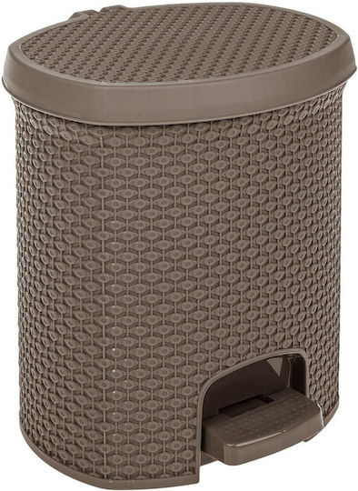 Plastic Waste Bin with Pedal Brown 7L