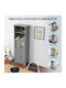 Costway Tall White Gray Storage Cabinet 163 cm Adjustable Shelves Glass Doors Bathroom Kitchen or Living Room Jv10642gr