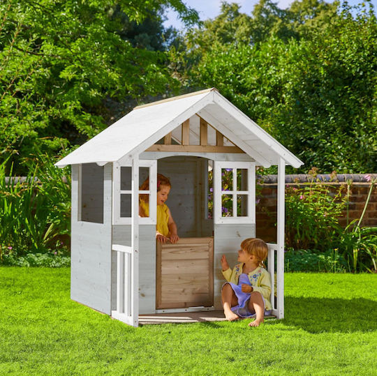 Multifunktionales Hölzernes Kinder-Spielhaus Garten mit Küche Grau 131x98,5x137cm