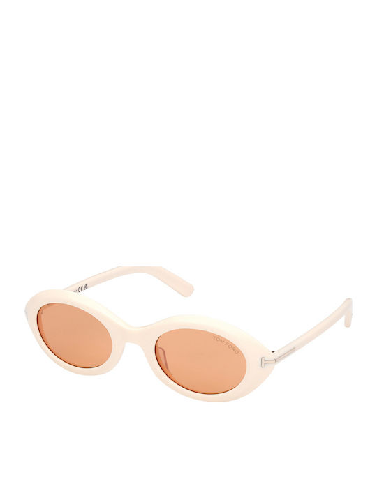 Tom Ford Unisex Sunglasses with Beige Horn-Rimm...