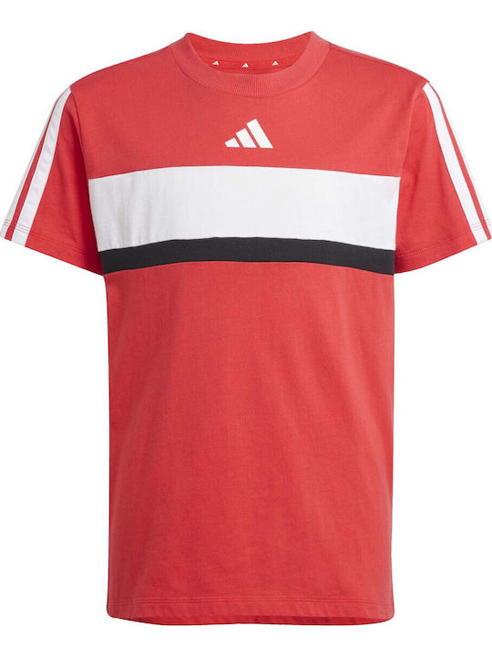Kids' T-shirt Red Essentials Tiberio 3-Stripes