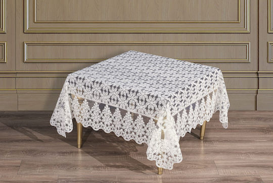 Liolios Home Runner with Embroidery Daisy-2 Ecru 45x140cm