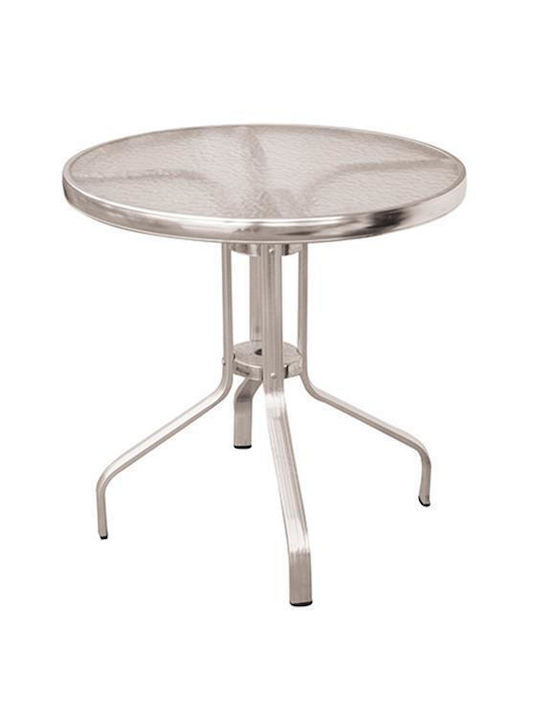 Mtg-005 Outdoor Dinner Free Standing Table with Glass Surface and Aluminum Frame GYALISTRO 70x70x75cm