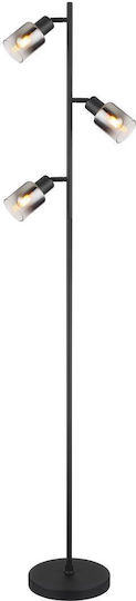 Globo Lighting Floor Lamp H154xW23cm. with Socket for Bulb E14 Black