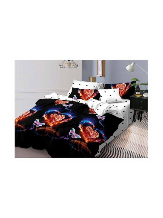 Pucioasa Set Husă de Pilotă Flanel Dublă cu 4 Fețe de Pernă & 1 Cearsaf 200x220 Roșu