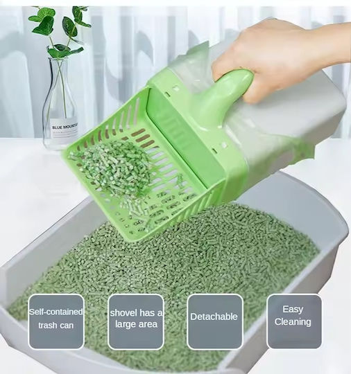 Lingură pentru Litiere Pisici din Plastic 30 Pungi M16xL8xÎ30cm Verde