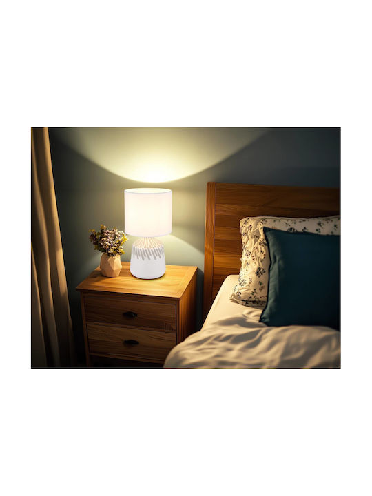Globo Lighting Plastic Table Lamp for Socket E14 with White Shade and Base