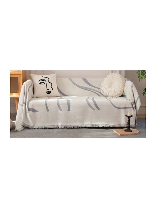 ForHome Ριχτάρι Τριθέσιου Καναπέ Chenille 180x280εκ. Γκρί LUGB25-C8-180280-11