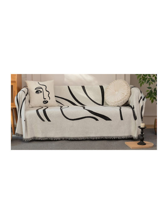 ForHome Four-Seater Sofa Throw Chenille 180x320cm Black