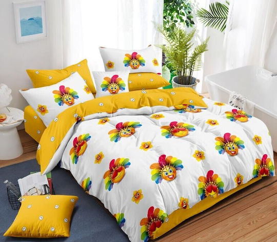 Pucioasa Duvet Cover Set 200x220cm Double with 4 Pillowcases and 1 Bed Sheet White