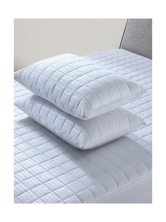 Casa Colori Σετ Προστατευτικά Μαξιλαριών Καπιτονέ Λευκό 50x70εκ.