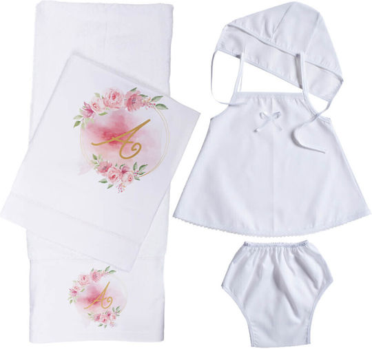 Christening Oilcloth Set for Girls Monogram White L269 Nv-25-1300269