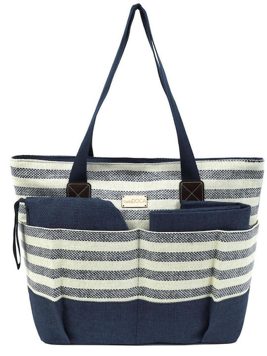 Doca Wicker Beach Bag with Toiletry Bag Blue