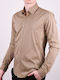 Langärmlig Baumwolle Hemd Beige