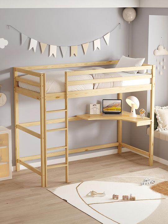 Akron Pat pentru Copii Loft Bed Single cu Birou...