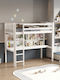Libro Kids Bed Loft Bed Single with Desk Beige for Mattress 90x190cm