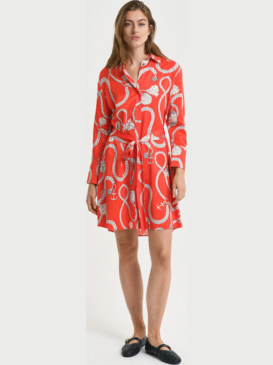 Summer Mini Shirt Dress Orange