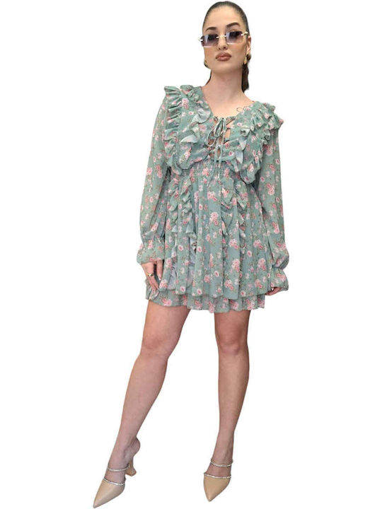 Remix Sommer Mini Damenkleid Grün