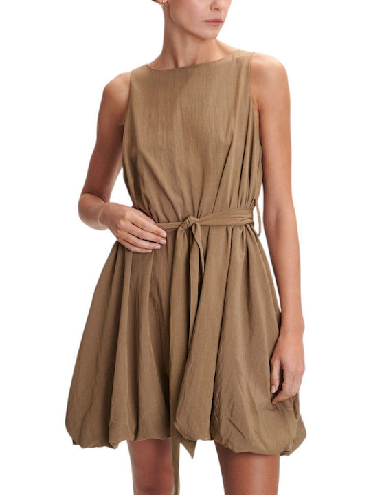 Καλοκαιρινό Mini Φόρεμα για Γάμο / Βάπτιση Khaki