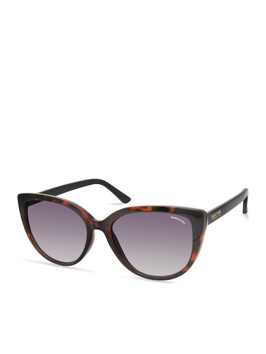 Kenneth Cole Women's Sunglasses with Brown Tartaruga Plastic Frame and Gray Gradient Lens