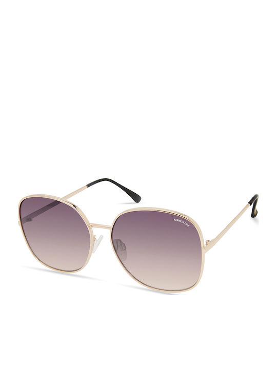 Kenneth Cole Γυναικεία Γυαλιά Ηλίου με Χρυσό Μεταλλικό Σκελετό και Μωβ Ντεγκραντέ Φακό