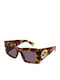 Gucci Women's Sunglasses with Brown Tartaruga Plastic Frame and Purple Lens