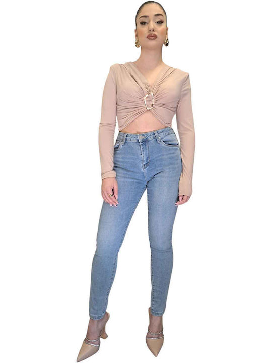 Remix Damen Crop Top Beige