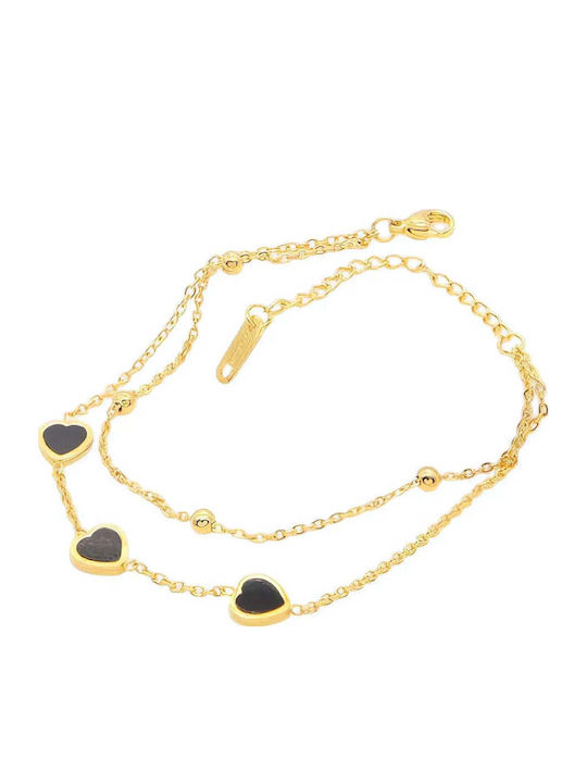 Charmy Damen Armband Kette Mit Herz Design Aus Stahl Vergoldet 8cm