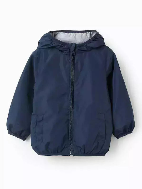 Kinder Freizeitjacke Winddicht mit Kapuze Marineblau