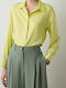 Women's Satin Long Sleeve Shirt Yellow