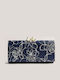 Large Leather Women's Wallet Navy Blue