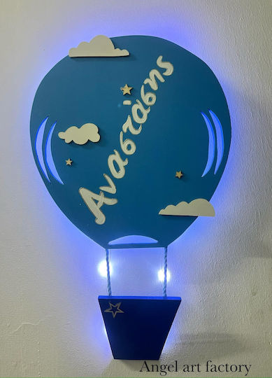 Holz-Wandlampe für Kinder "Heißluftballon" Name