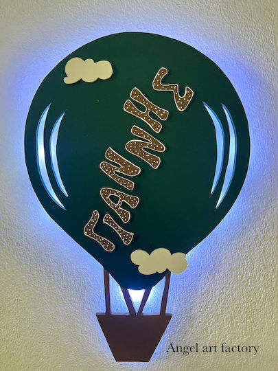 Wooden Wall Light "Hot Air Balloon" 3D Name