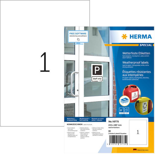 Herma Αυτοκόλλητες Ετικέτες Α4 Ορθογώνιες 210x297mm