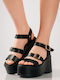 Multi-Strap Black Platforms