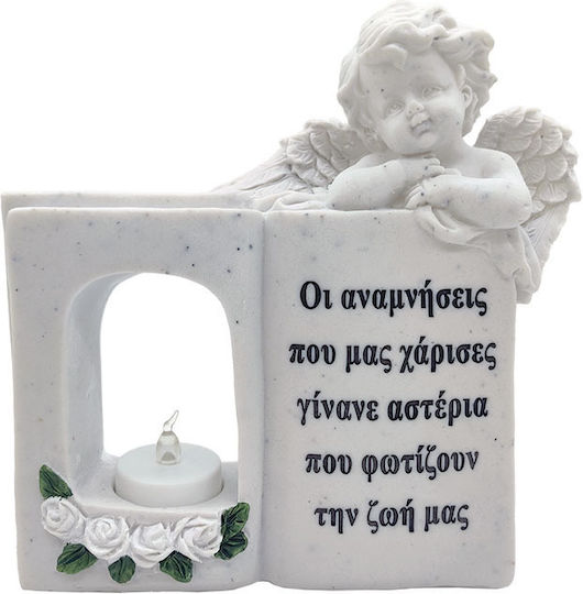 Polyester Memorial Candle Holder Angel-Open Book 20x11x19cm 24/box 13-15071