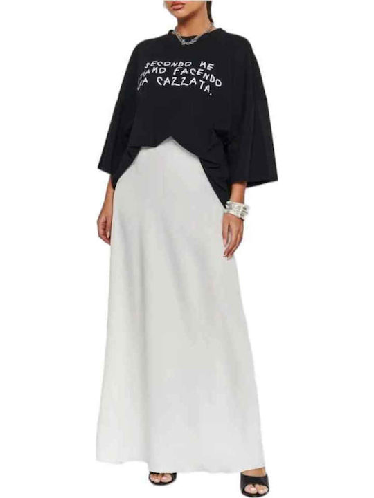 Remix Satin Maxi Fustă White, Light Green