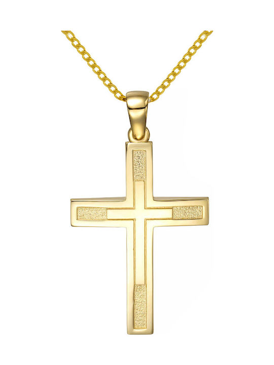 Papoulidis Jewellery Ανδρικός Χρυσός Σταυρός 14Κ Διπλής Όψης χωρίς Αλυσίδα