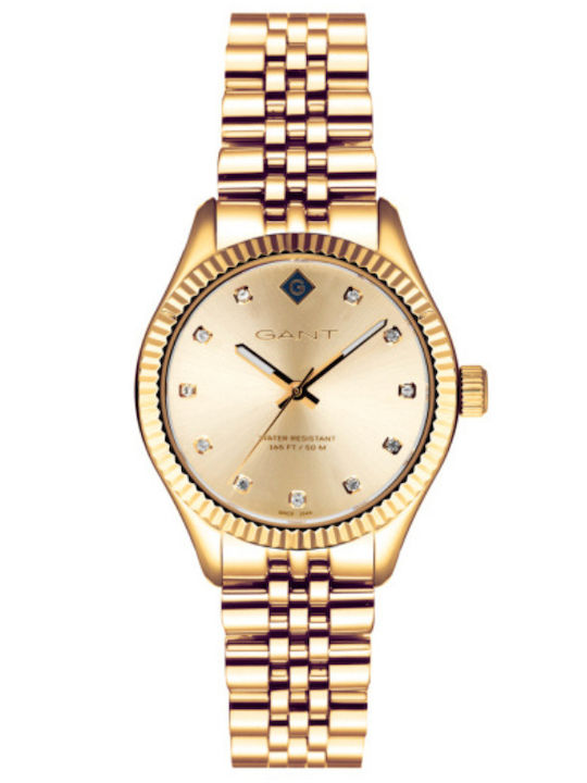 Gant Sussex Γυναικείο Ρολόι 34mm Χρονογράφος Μπαταρίας με Χρυσό Μεταλλικό Μπρασελέ
