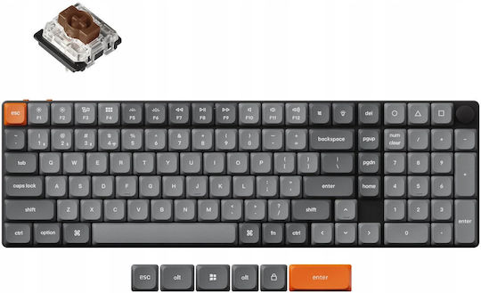 Keychron K17M-H3 Max QMK K17M-H3 Ασύρματο Gaming Μηχανικό Πληκτρολόγιο 96% με Gateron Brown διακόπτες και RGB φωτισμό (Αγγλικό US)