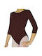 Children's Leotard 3/4 Sleeve Cotton Lycra Greek-Brown