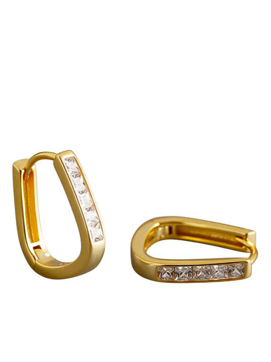 Charmy Earrings Hoops made of Silver Gold Plated with Stones