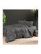 Geometric Pattern Flannel Bedding Set Double Bed Sadora Anthracite