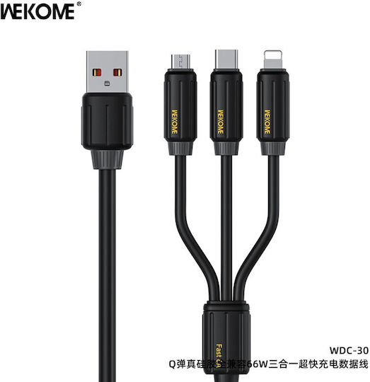 WK Regulär USB zu Typ-C,TC-TC Kabel Schwarz
